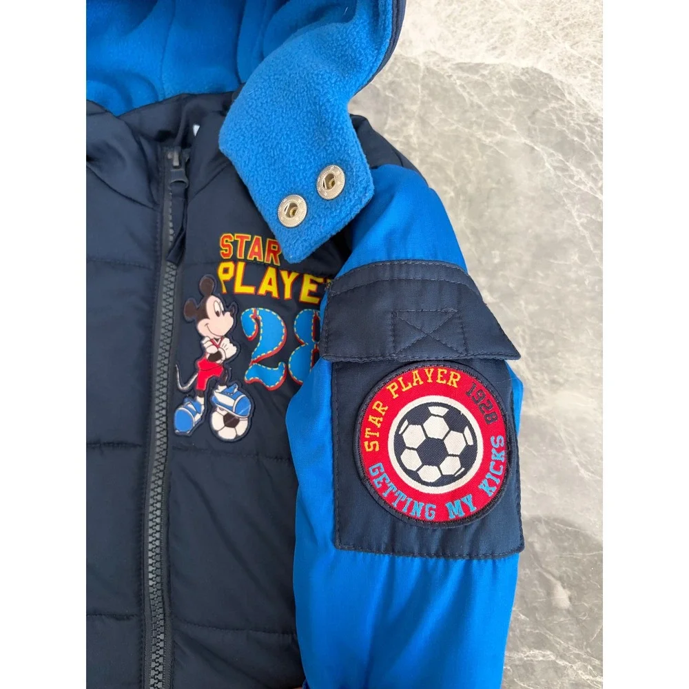 Disney | Mickey Mouse Soccer Puffer Jacket 12M || Navy Blue|